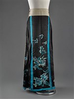 藏品(黑地藍白繡花鳥紋裙襖-裙)的圖片