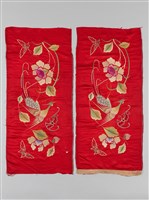 藏品(紅地彩繡鳳凰牡丹紋繡片)的圖片