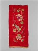 藏品(紅地彩繡鳳凰牡丹紋繡片)的圖片