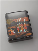 藏品(黑漆彩繪杵歌紋硯臺盒)的圖片