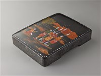 藏品(黑漆彩繪杵歌紋硯臺盒(盒蓋))的圖片