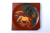 藏品(刻繪臺灣風物紋茶托-耕牛)的圖片