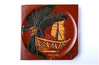 藏品(刻繪臺灣風物紋茶托-芭蕉與船)的圖片