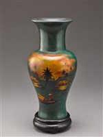 藏品(綠漆彩繪對瓶)的圖片