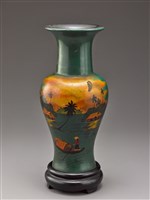 藏品(綠漆彩繪對瓶)的圖片