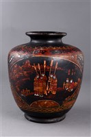 藏品(黑漆彩繪杵歌紋花器)的圖片