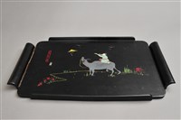 藏品(黑漆彩繪牧牛圖茶盤)的圖片