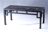 藏品(黑漆螺鈿家具小件組-1山水亭臺樓閣紋長桌)的圖片