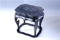 藏品(黑漆螺鈿家具小件組-4 鶴鳥紋八方凳)的圖片