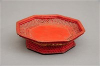 藏品(朱漆藤編八角供盤)的圖片