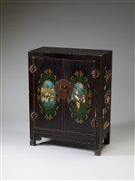藏品(黑漆雕填百寶彩繪方角櫃)的圖片