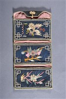 藏品(藏青地花鳥紋三摺褡褳荷包)的圖片