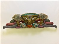 藏品(宜蘭總蘭社銀蔥地雙龍拜塔紋彩牌旗插件(獅頭))的圖片