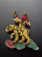 藏品(宜蘭總蘭社銀蔥地雙龍拜塔紋彩牌旗插件(曹國舅))的圖片