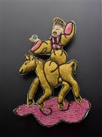 藏品(宜蘭總蘭社銀蔥地雙龍拜塔紋彩牌旗插件(呂洞賓))的圖片