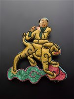 藏品(宜蘭總蘭社銀蔥地雙龍拜塔紋彩牌旗插件(韓湘子))的圖片