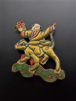 藏品(宜蘭總蘭社銀蔥地雙龍拜塔紋彩牌旗插件(藍采和))的圖片