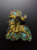 藏品(宜蘭總蘭社藝宣隊銀蔥地雙龍拜塔紋頭旗插件(呂洞賓))的圖片