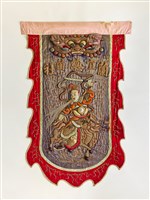 藏品(宜蘭總蘭社紫地封神人物紋牛舌旗(哈將))的圖片