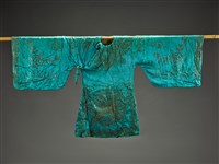 藏品(湖青地亮片繡孔雀紋旦服(上衣))的圖片