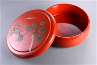 藏品(朱漆貼錦木瓜樹紋茶具圓盒)的圖片