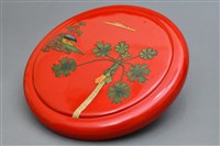藏品(朱漆貼錦木瓜樹紋茶具圓盒(盒蓋))的圖片