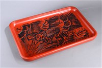 藏品(朱漆雕刻花卉紋長方盤)的圖片