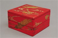 藏品(朱漆堆錦蝴蝶蘭蕉葉紋二撞層盒)的圖片