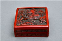 藏品(堆朱山水紋印泥盒)的圖片