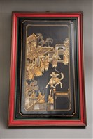 藏品(戲文騎射人物擂金漆畫)的圖片