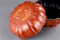藏品(朱漆描金暗八仙紋菱花形盒(盒蓋))的圖片
