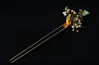 藏品(銀鎏金料器鹿紋釵)的圖片