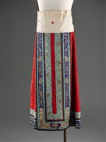 藏品(紅地緹花盤金繡魚鱗百褶裙)的圖片