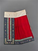 藏品(紅地緹花盤金繡魚鱗百褶裙(左))的圖片