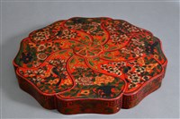 藏品(彩繪百花葵花形攢盒(盒蓋))的圖片