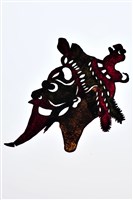 藏品(皮影戲偶頭-淨(黑鬚戴虎吶盔))的圖片