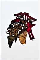 藏品(皮影戲偶頭-淨(黑鬚戴冠帽))的圖片