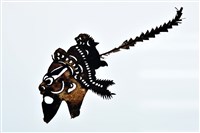 藏品(皮影戲偶頭-武淨(黑鬚戴盔插雉尾))的圖片