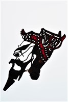 藏品(皮影戲偶頭-淨(黑鬚戴冠帽))的圖片