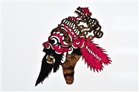 藏品(皮影戲偶頭-淨(黑鬚獅盔掛狐尾))的圖片