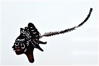 藏品(皮影戲偶頭-武淨(戴盔帽插雉尾))的圖片