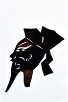 藏品(皮影戲偶頭-淨(黑鬚戴黑貂))的圖片