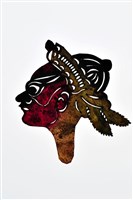 藏品(皮影戲偶頭-武淨(戴冠帽）)的圖片