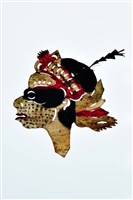 藏品(皮影戲偶頭-武淨(戴盔帽插雉尾）)的圖片