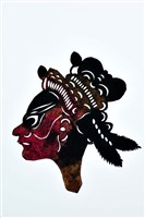 藏品(皮影戲偶頭-武淨(戴盔帽掛狐尾))的圖片