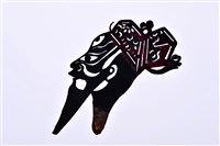 藏品(皮影戲偶頭-淨(黑鬚戴冠帽))的圖片