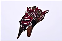 藏品(皮影戲偶頭-淨(黑鬚戴冠帽))的圖片