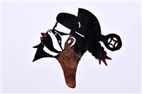 藏品(皮影戲偶頭-文丑(黑短鬚戴圓翅帽))的圖片