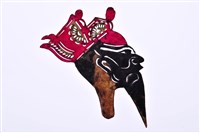 藏品(皮影戲偶頭-淨(黑鬚戴冠帽))的圖片