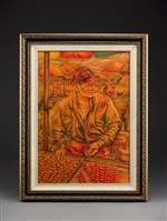 藏品(老人與糖葫蘆皮雕畫)的圖片